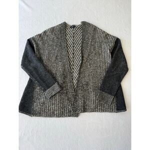Gap Lamb Wool Open Cardigan Women Size Medium Chunky Knit Colorblock Grandma